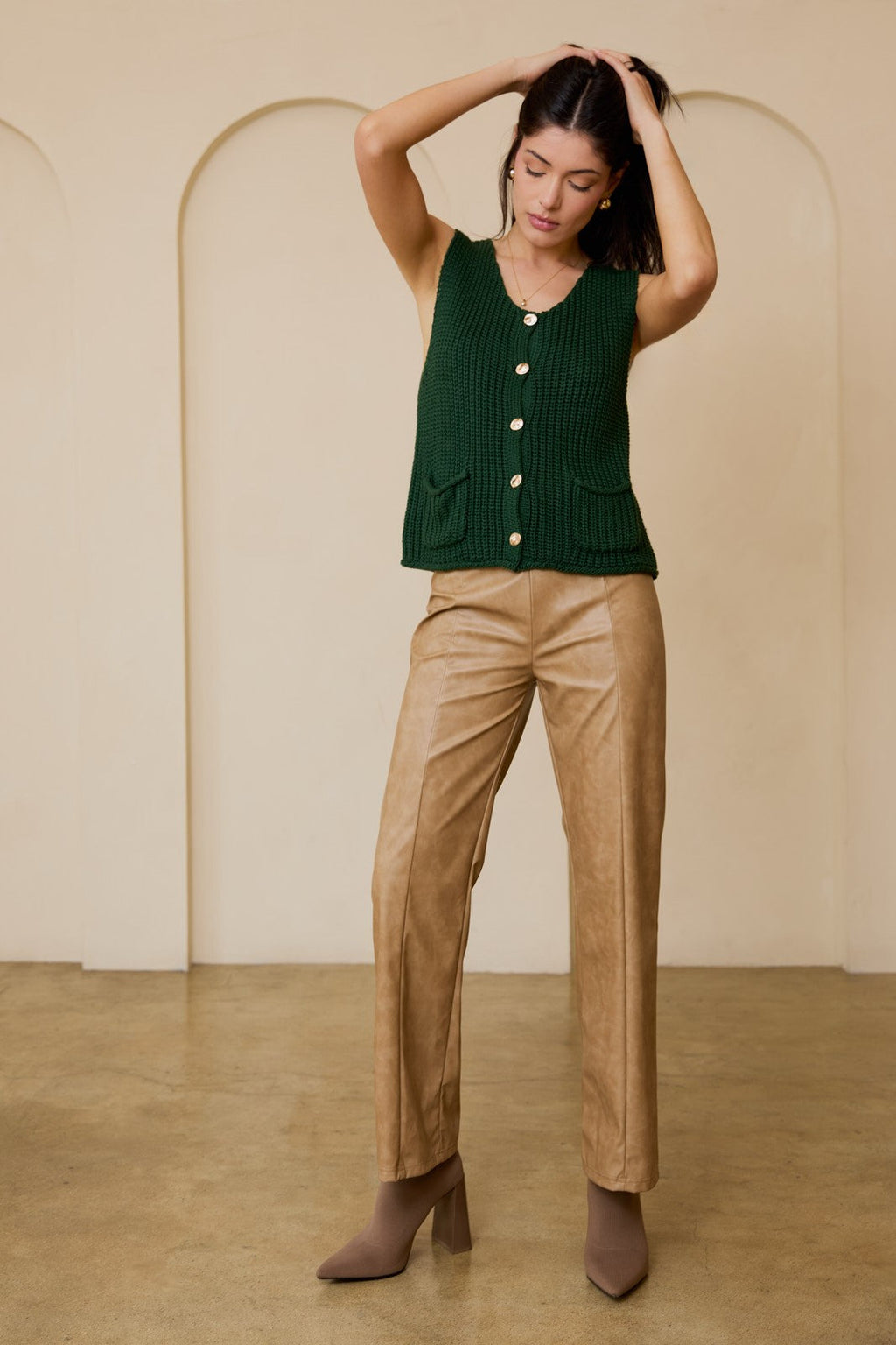 Buttoned Up Sweater Vest - Dark Green