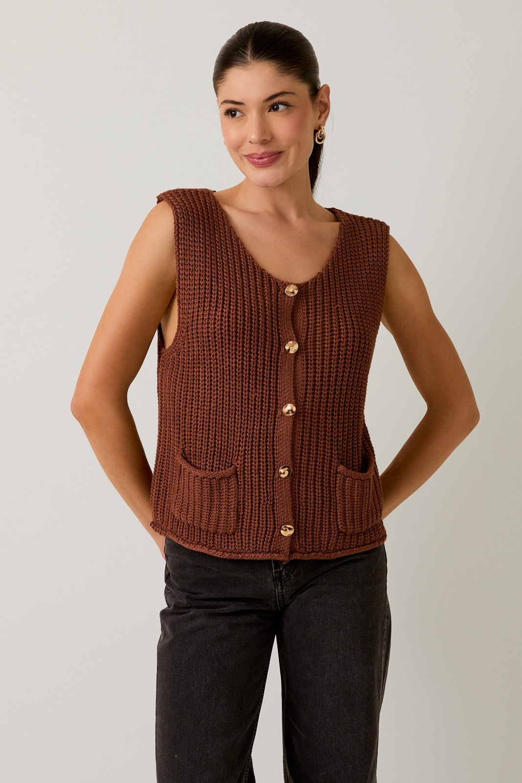 Buttoned Up Sweater Vest - Coco