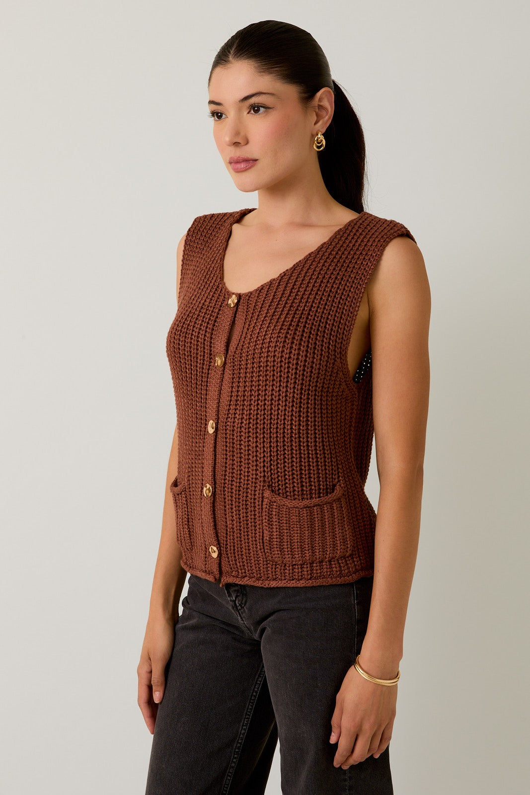 Buttoned Up Sweater Vest - Coco