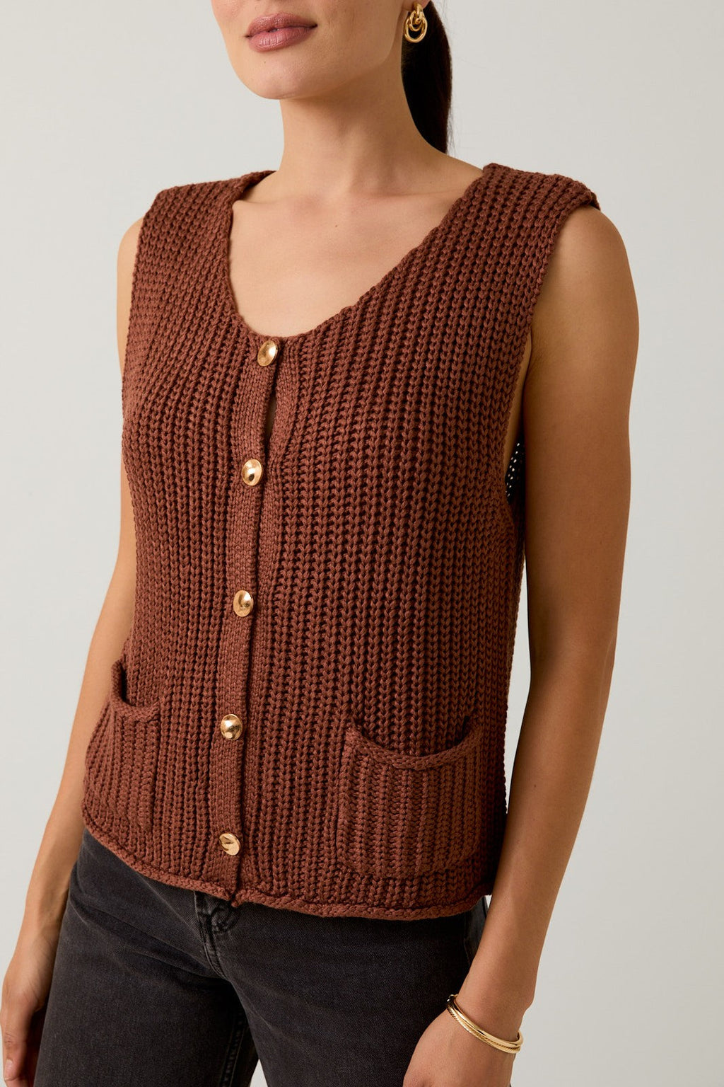 Buttoned Up Sweater Vest - Coco