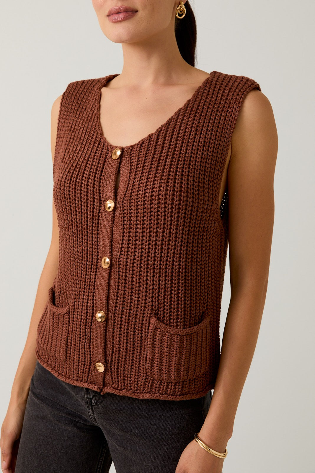 Buttoned Up Sweater Vest - Coco
