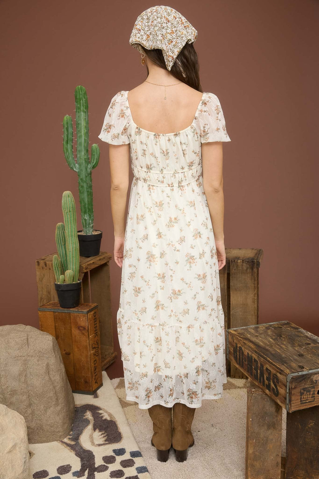 Autumn Chalet Midi Dress - Cream Multi