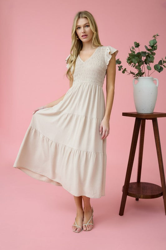 Autumn Whisper Maxi Dress - Khaki