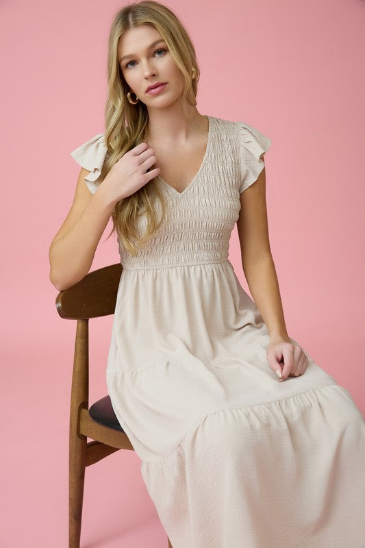 Autumn Whisper Maxi Dress - Khaki