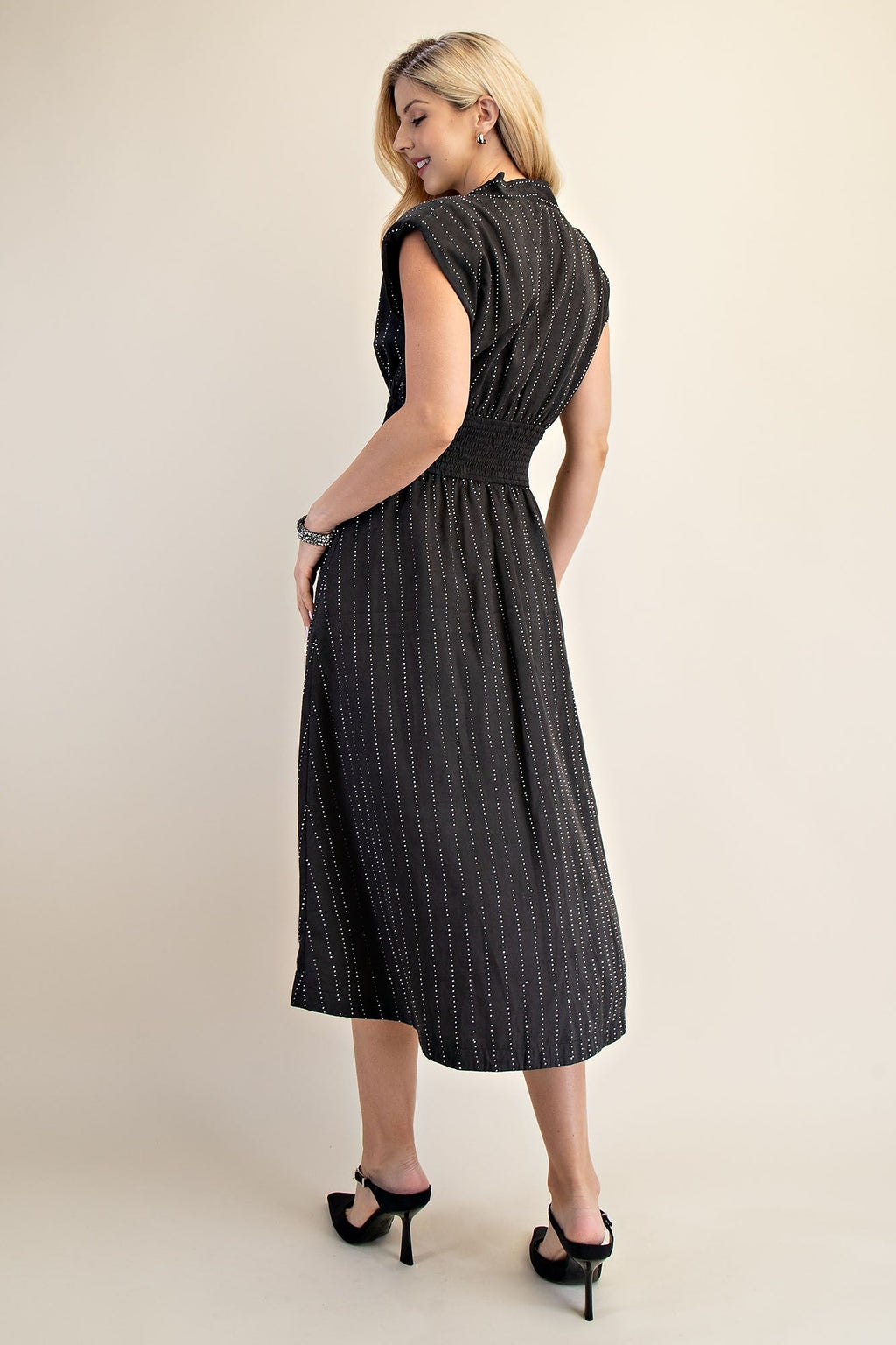 Starlight Zipper Midi Dress - Black