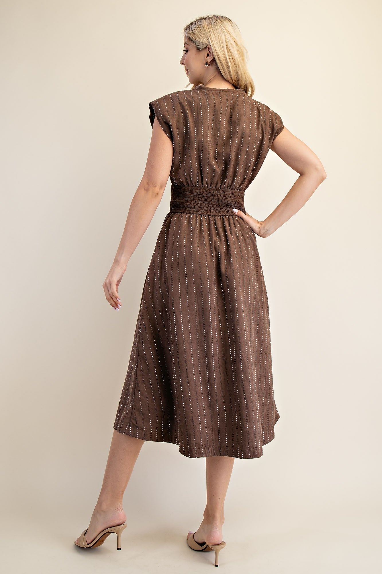 Starlight Zipper Midi Dress - Brown