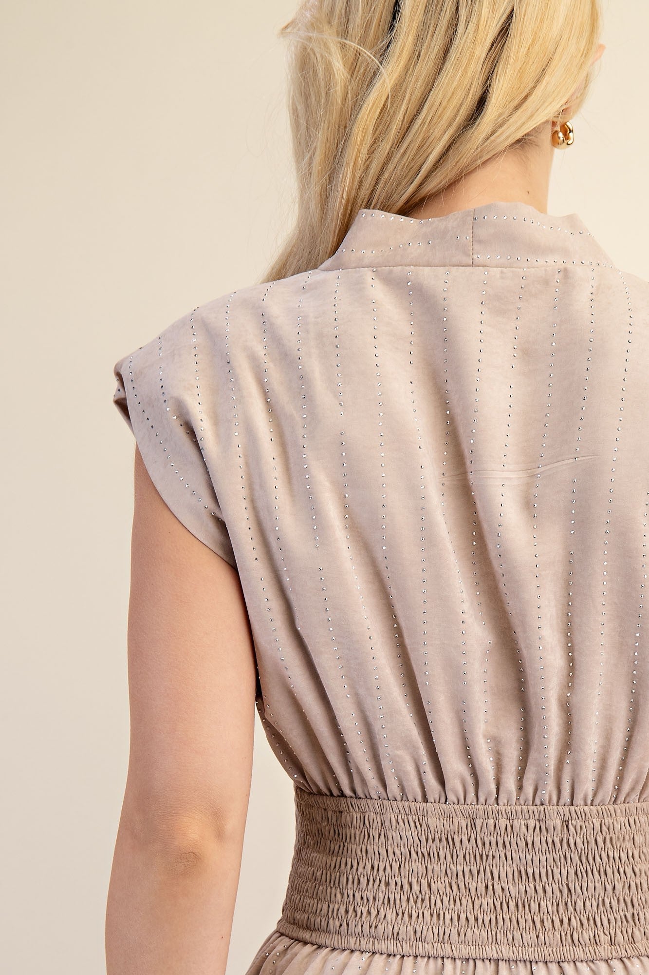 Starlight Zipper Midi Dress - Beige