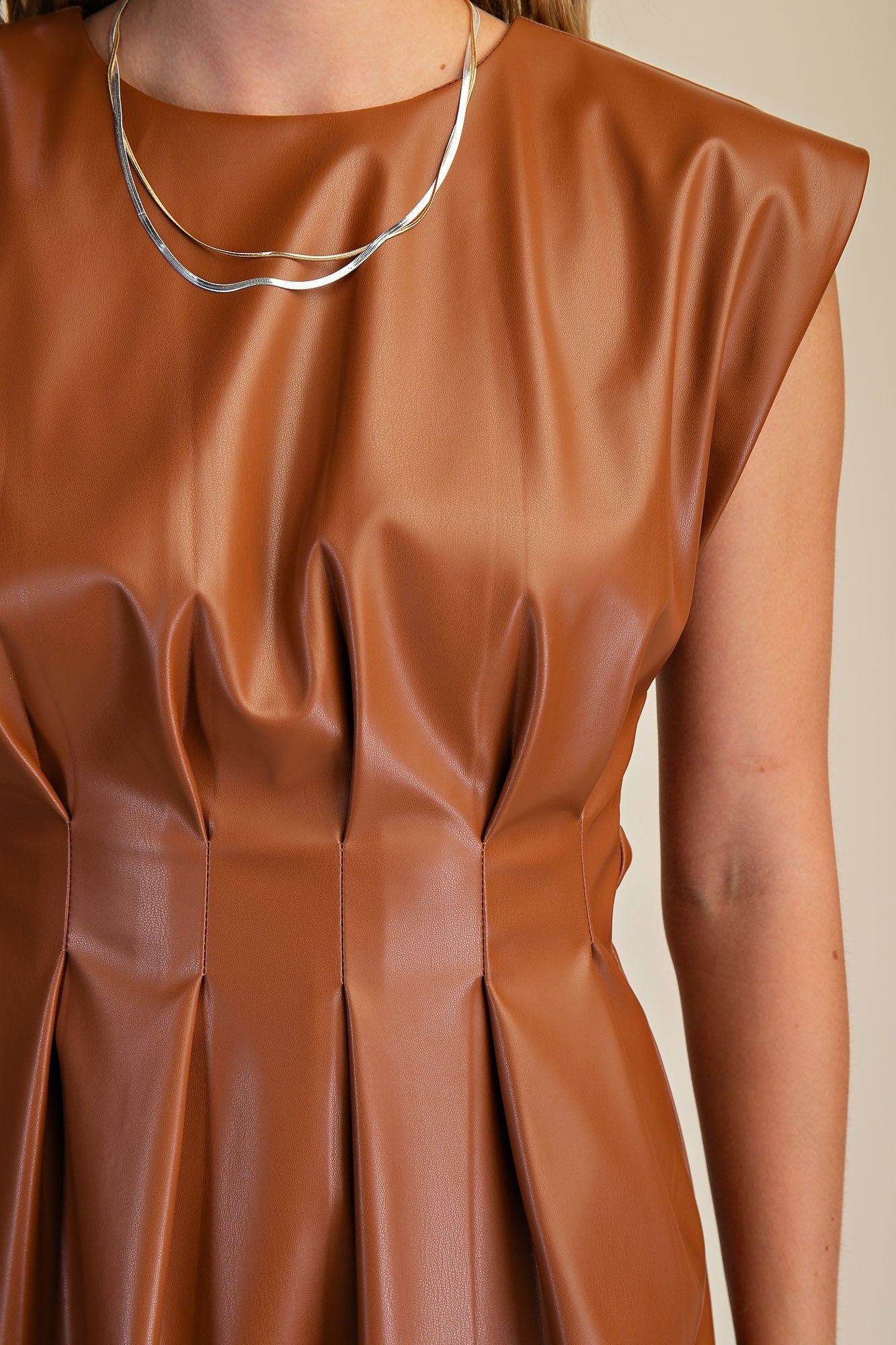 Luxe Leather Dress - Camel