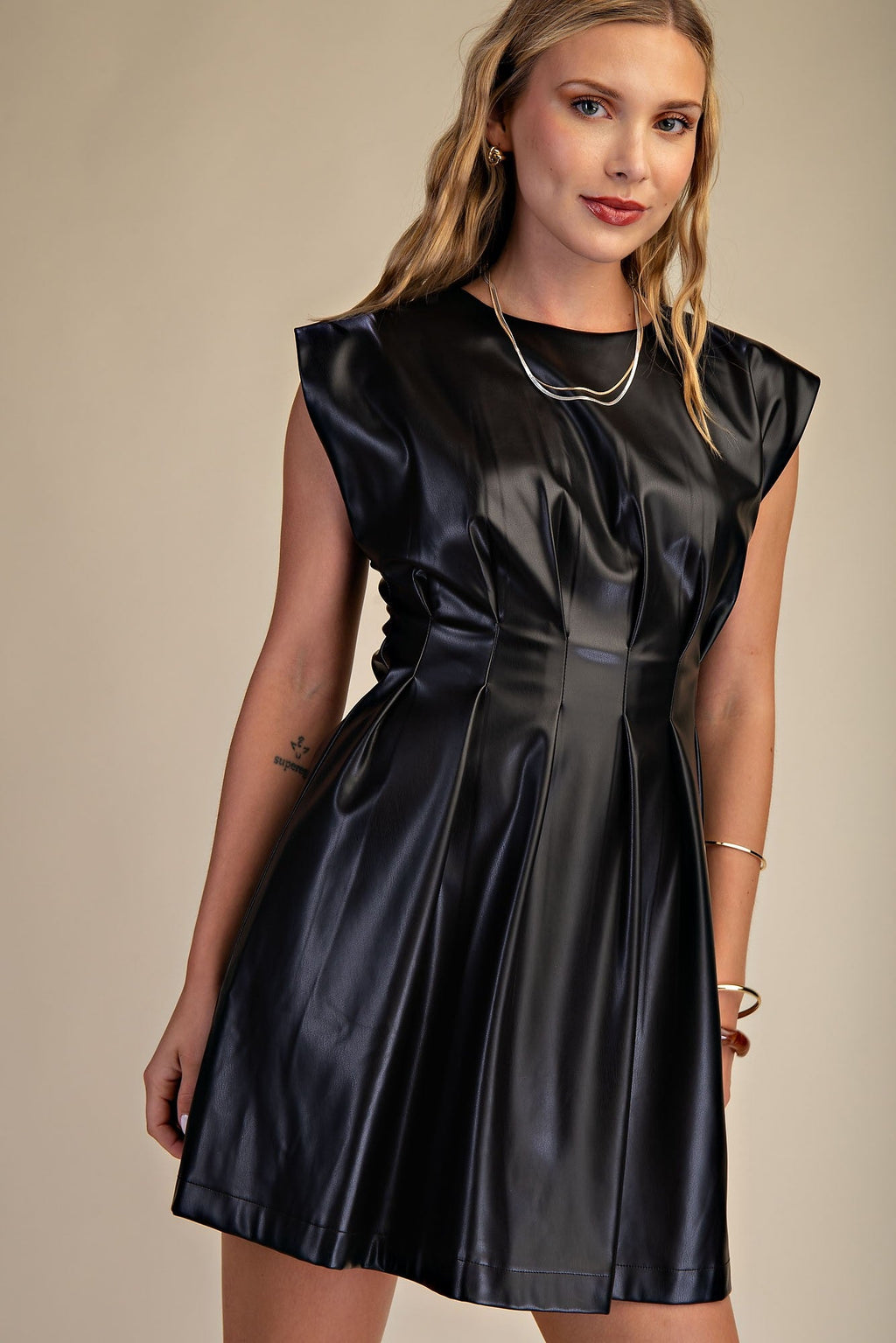Luxe Leather Dress - Black