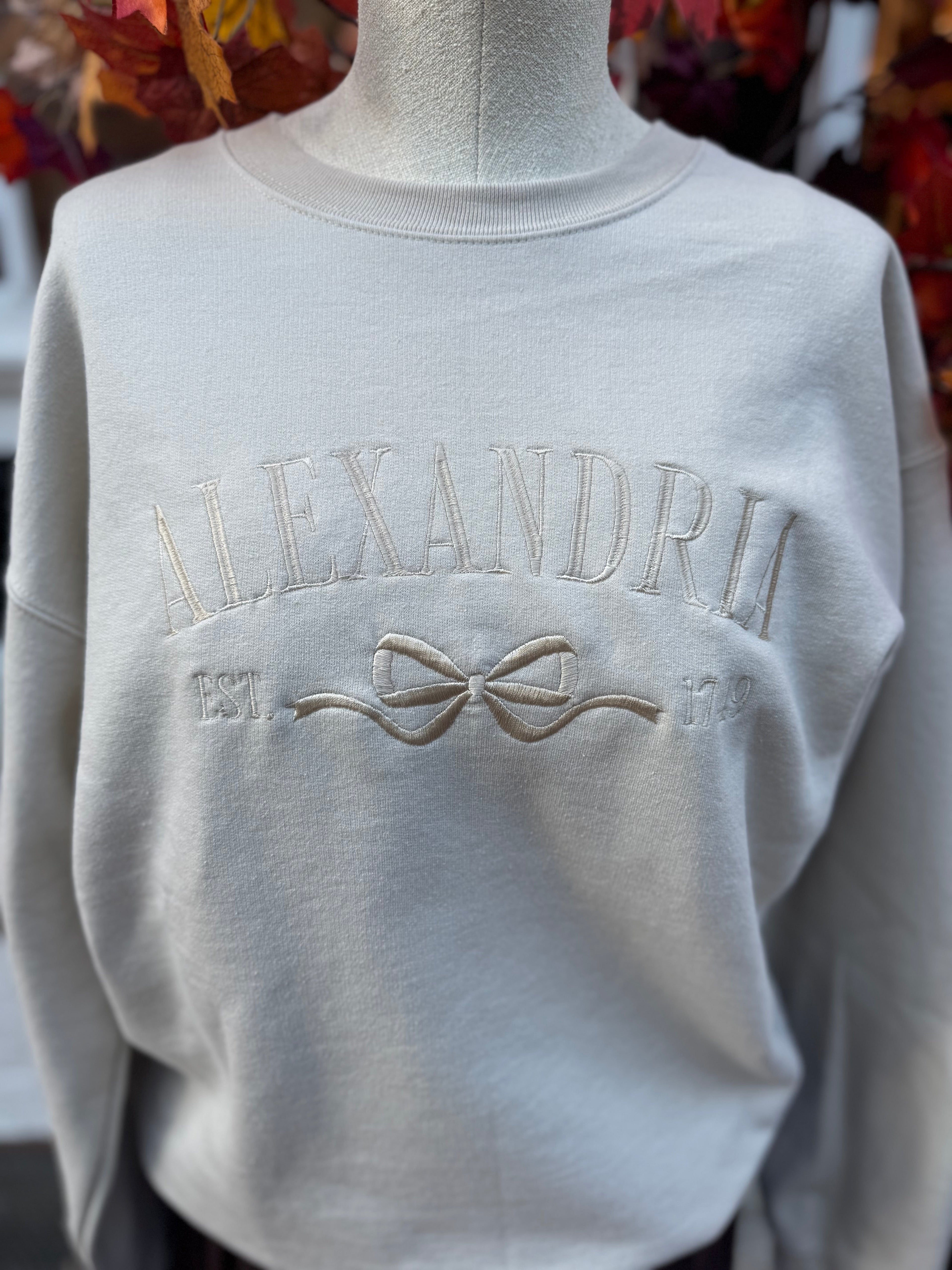 Alexandria Emroidered Bow Sweatshirt - Sand