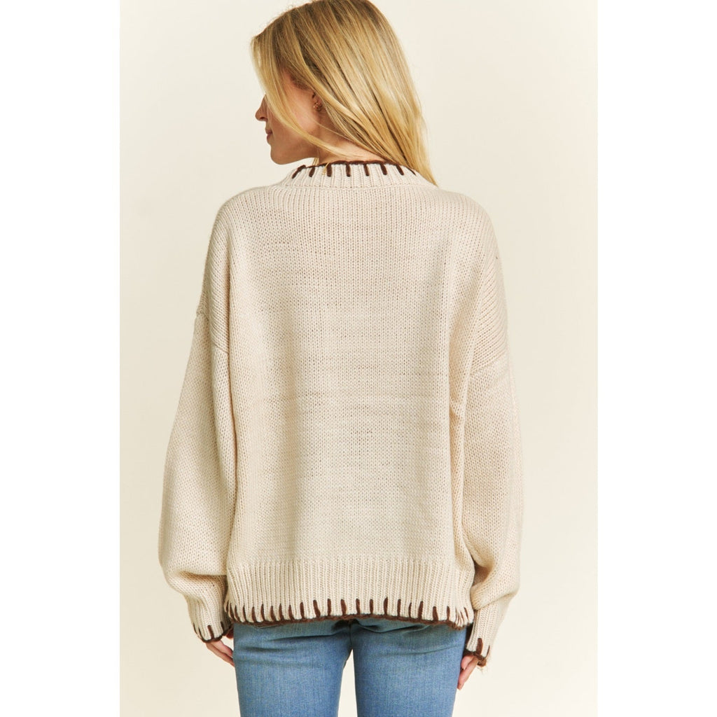 Cozy Bow Knit Sweater - Beige