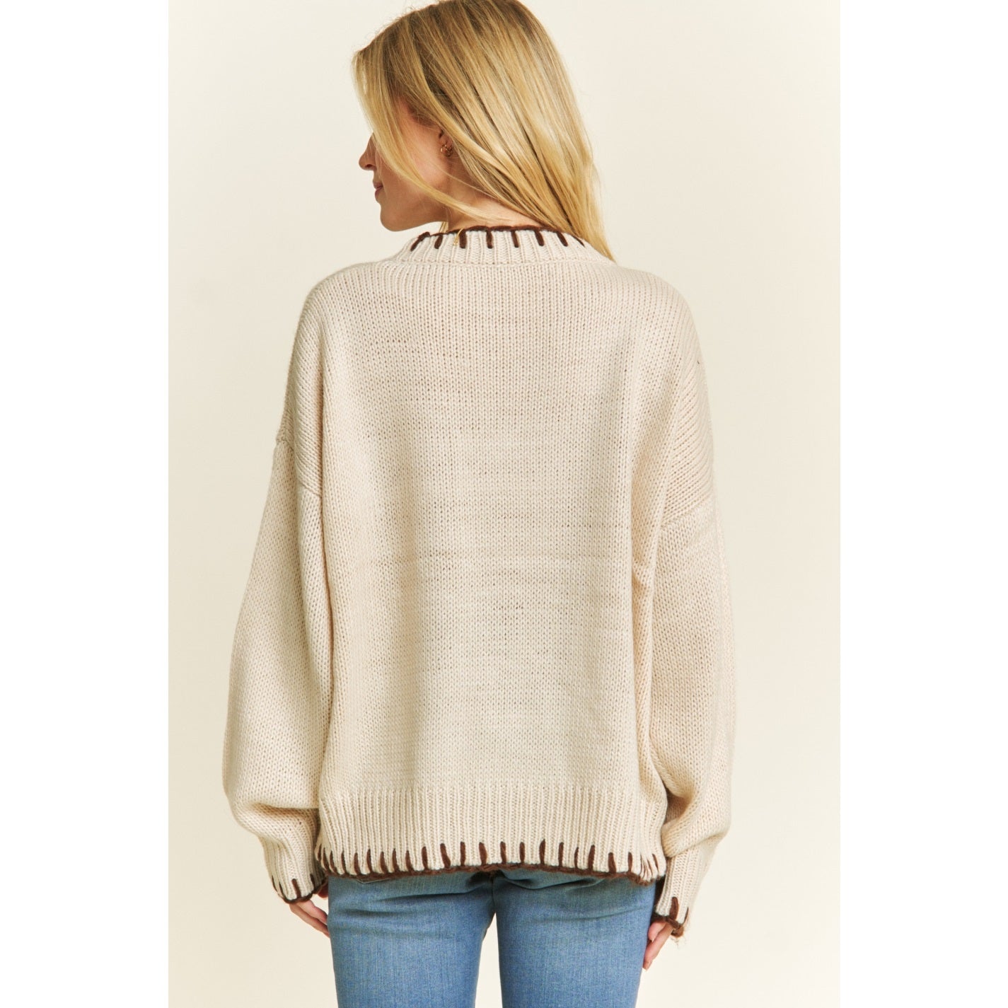 Cozy Bow Knit Sweater - Beige