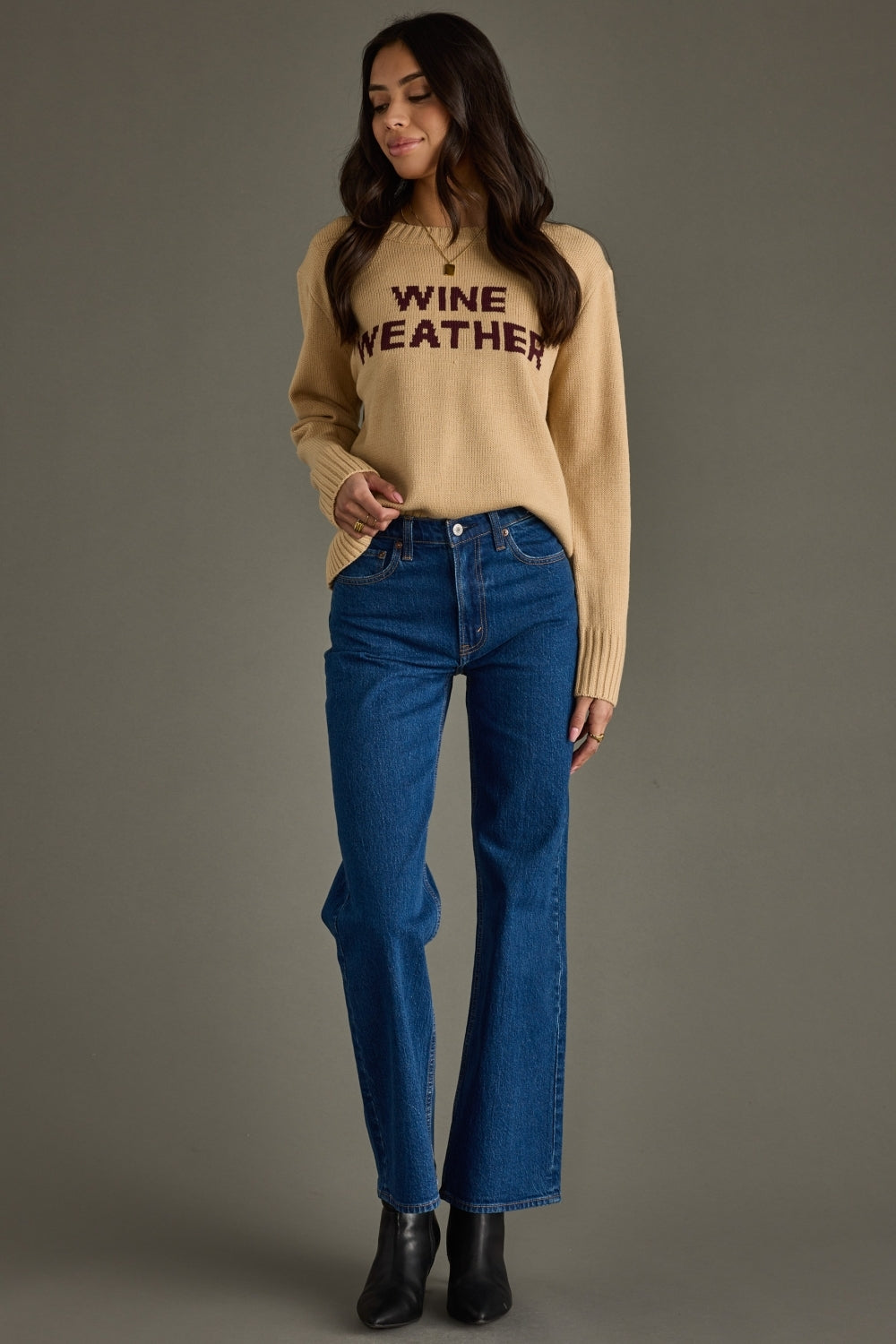 Wine Weather Sweater - Tan