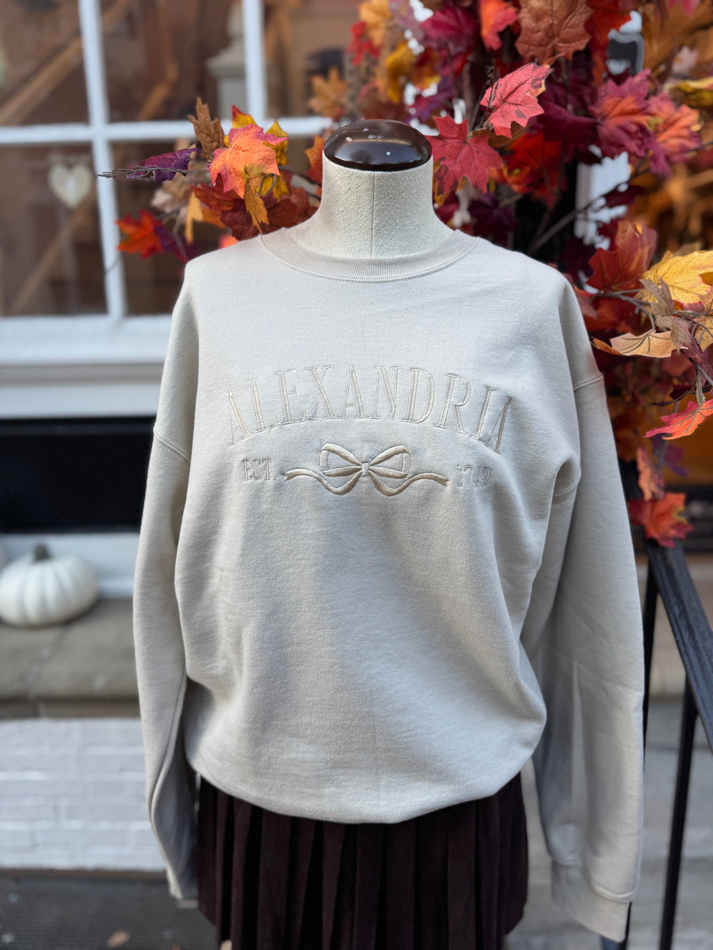 Alexandria Emroidered Bow Sweatshirt - Sand