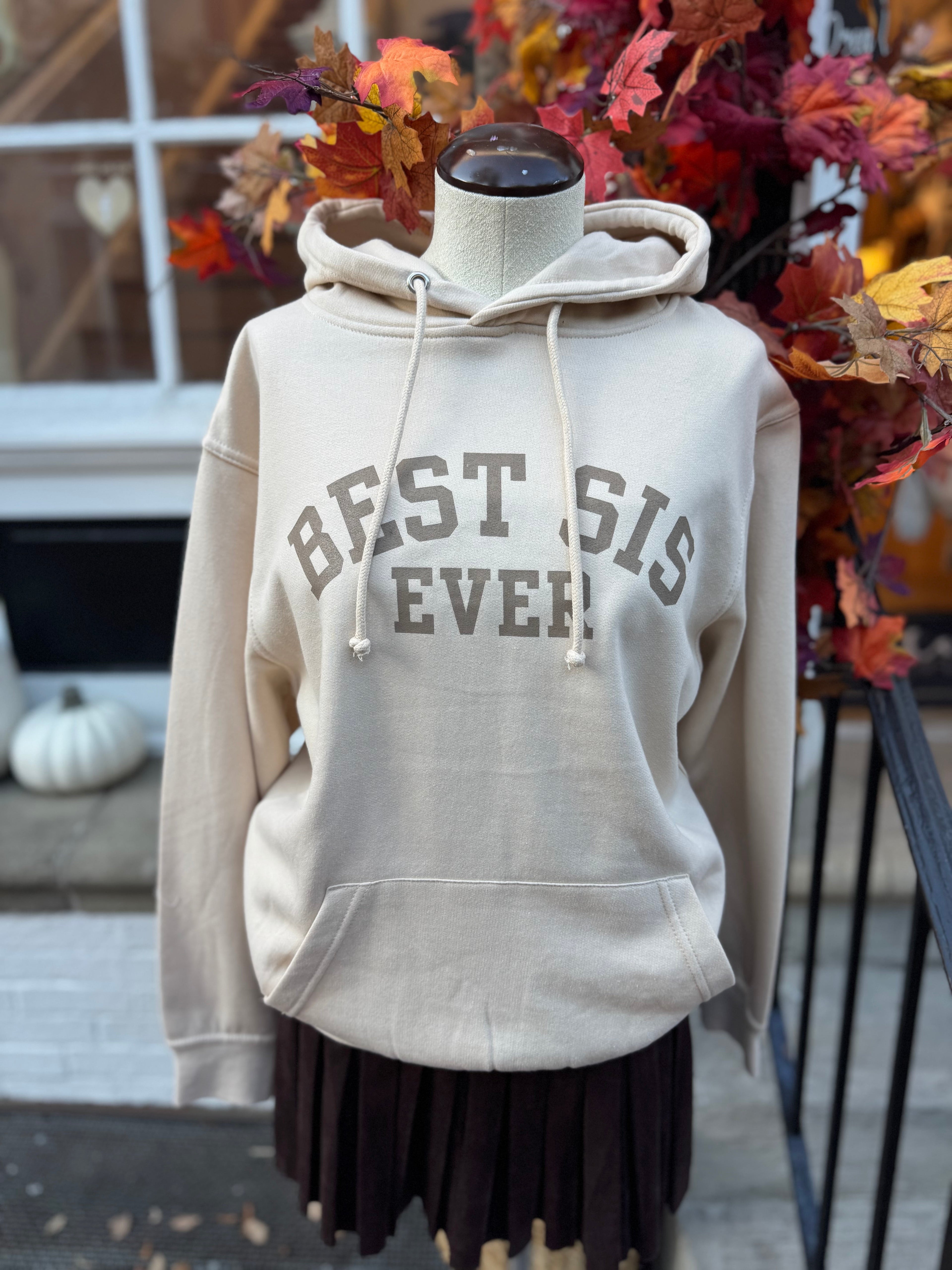 Best Sis Collegiate Hoodie - Khaki