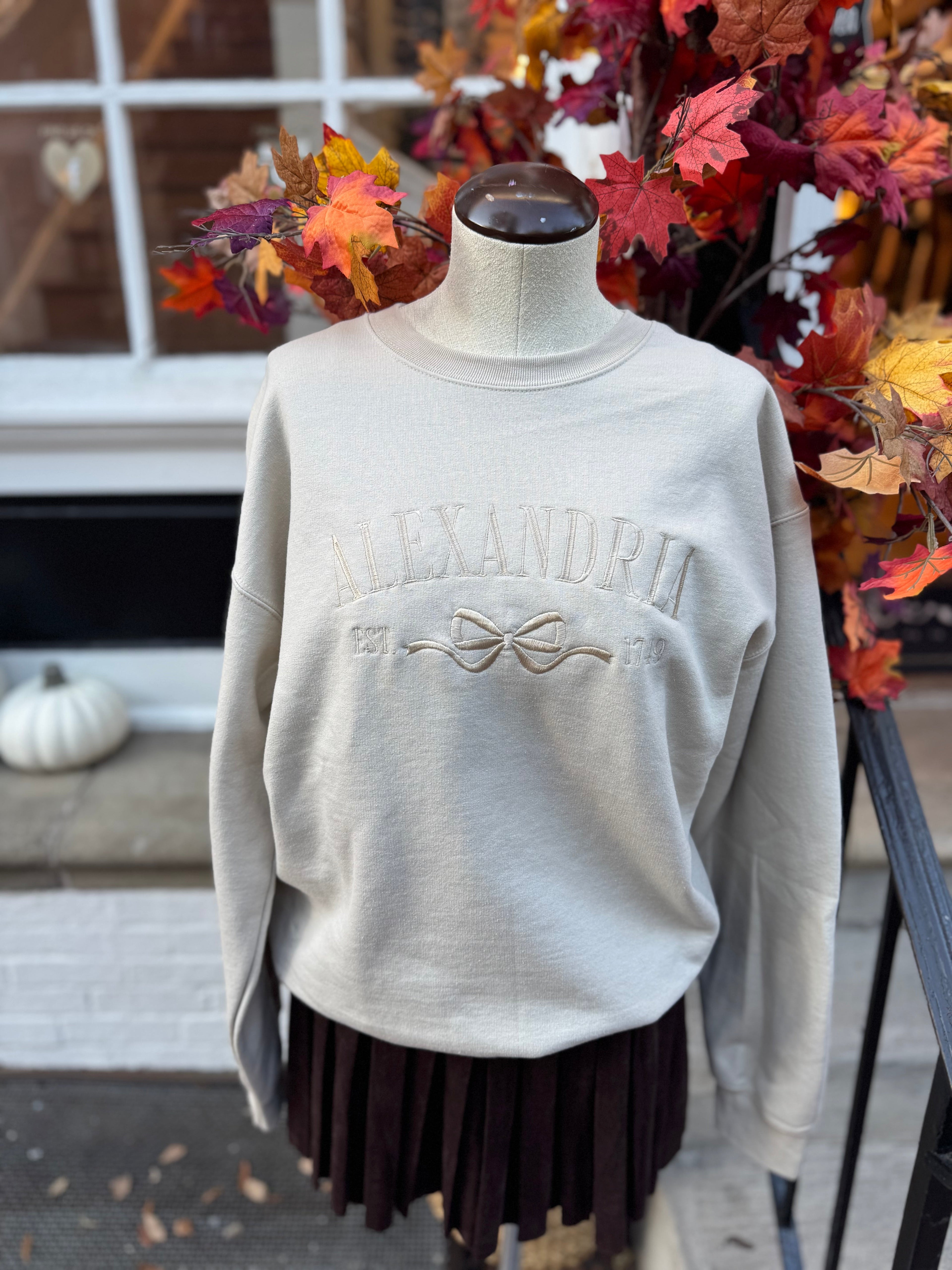Alexandria Emroidered Bow Sweatshirt - Sand