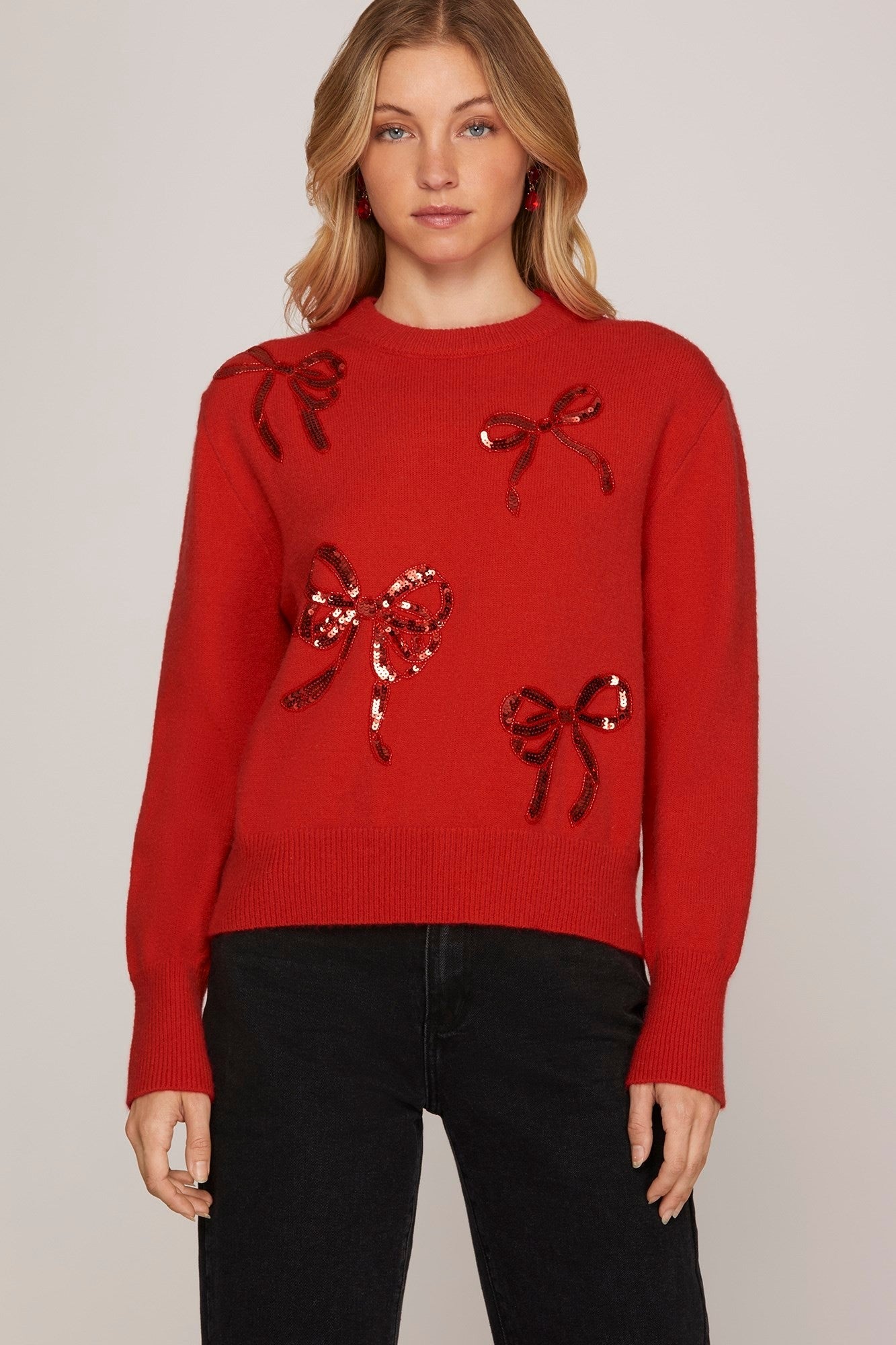 The Holiday Bow Sweater - Red