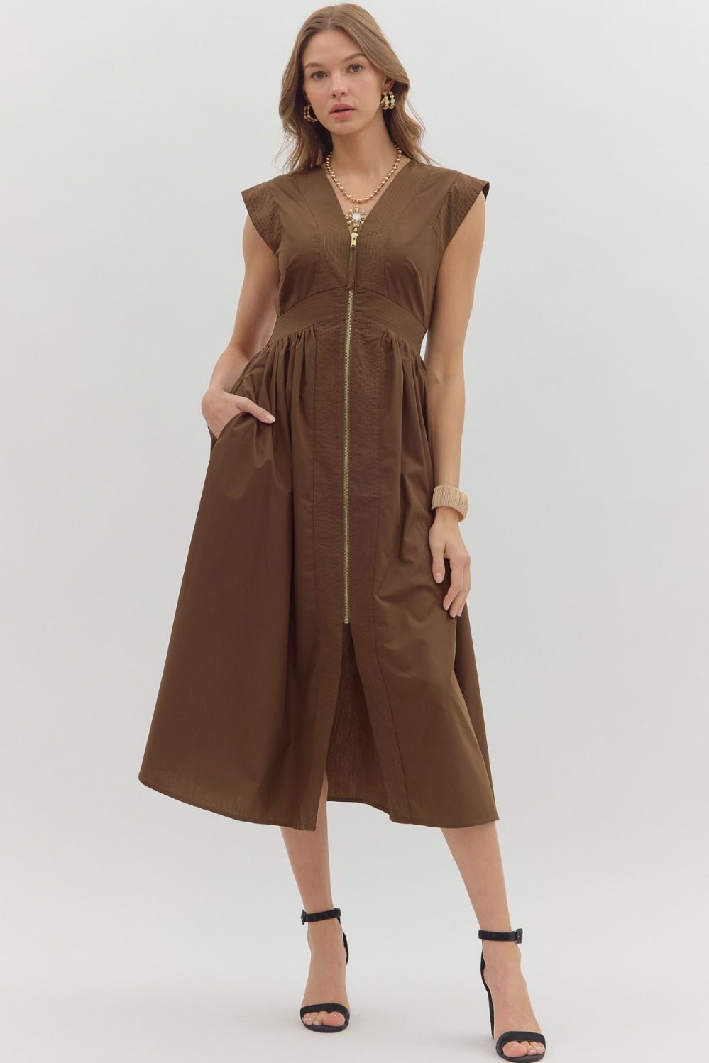 Isabella Midi Dress - Brown