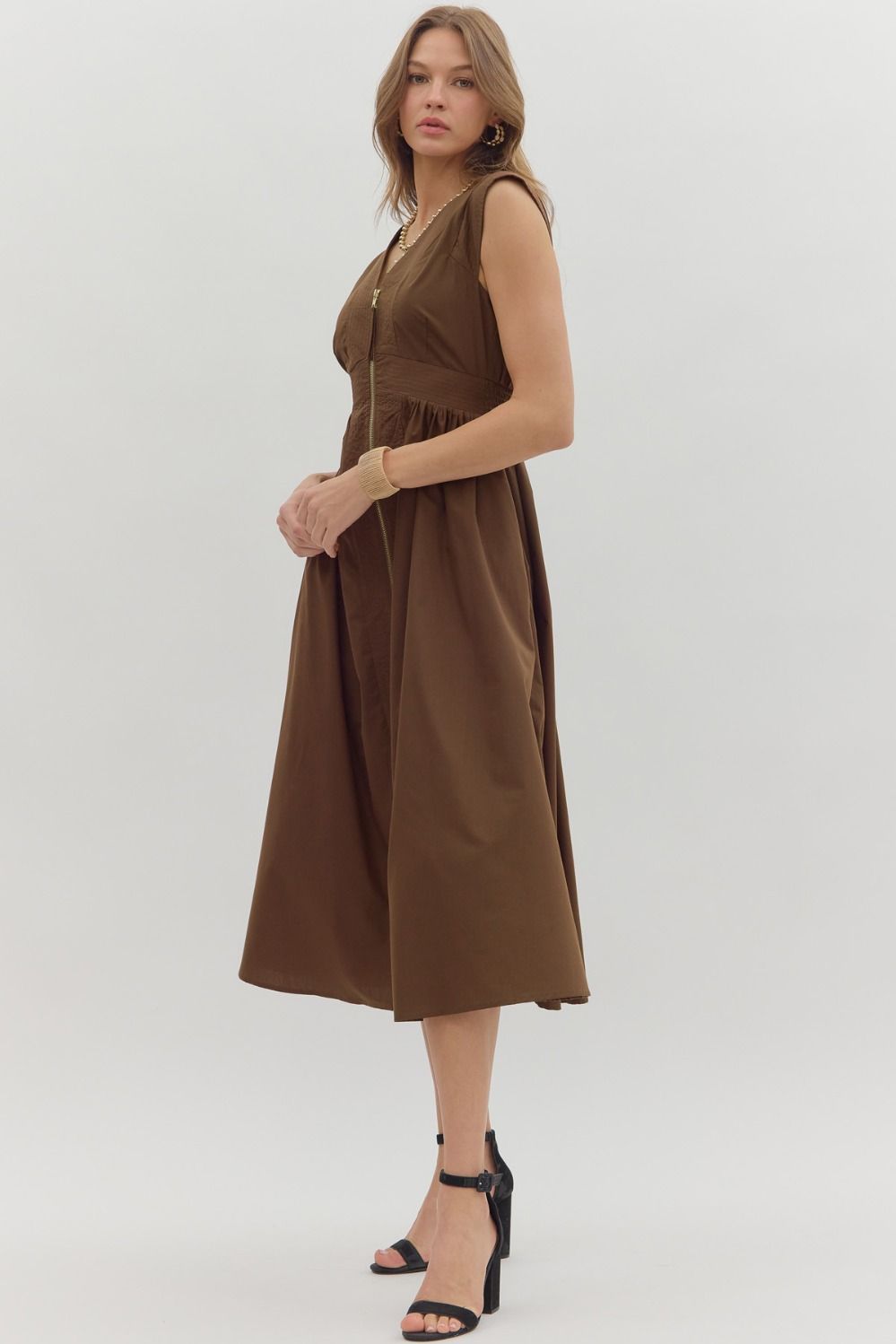 Isabella Midi Dress - Brown