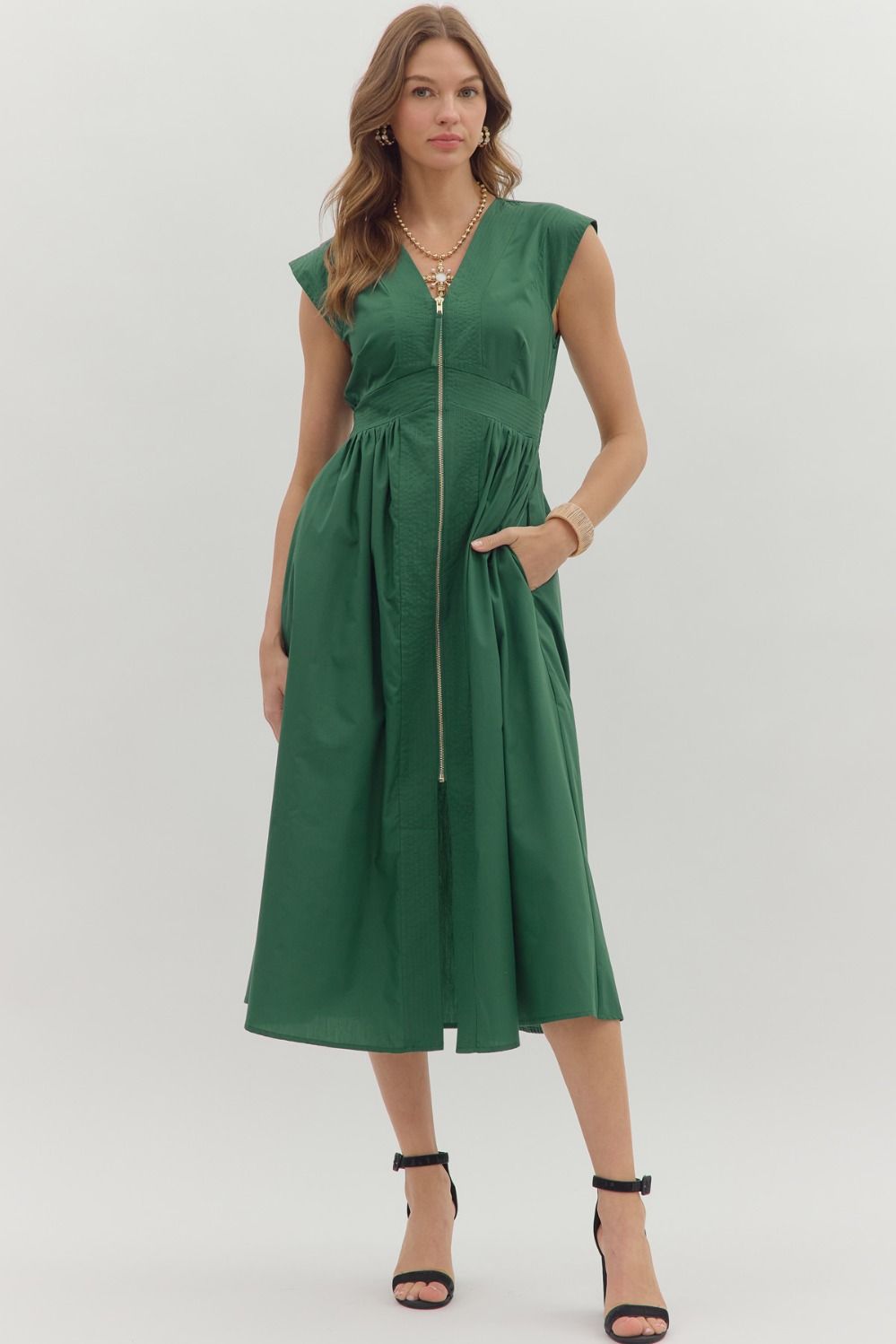 Isabella Midi Dress - Hunter Green