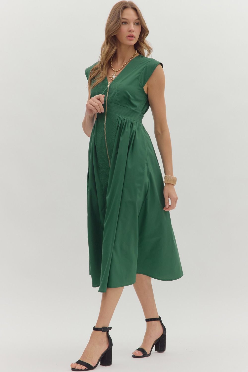 Isabella Midi Dress - Hunter Green