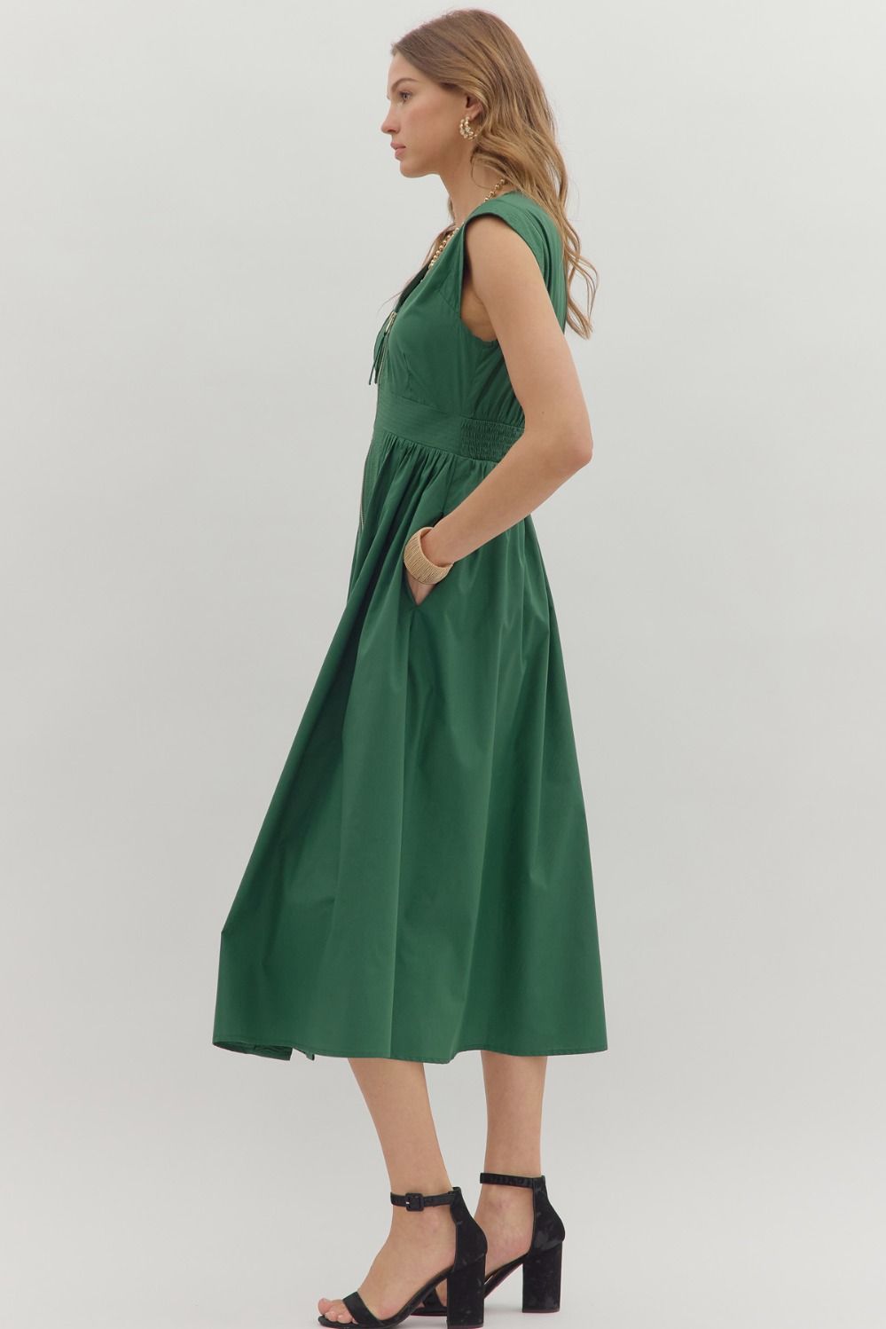 Isabella Midi Dress - Hunter Green