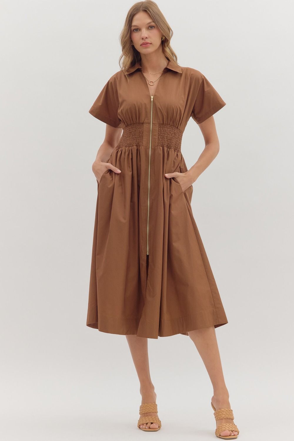 Raina Midi Dress - Coffee