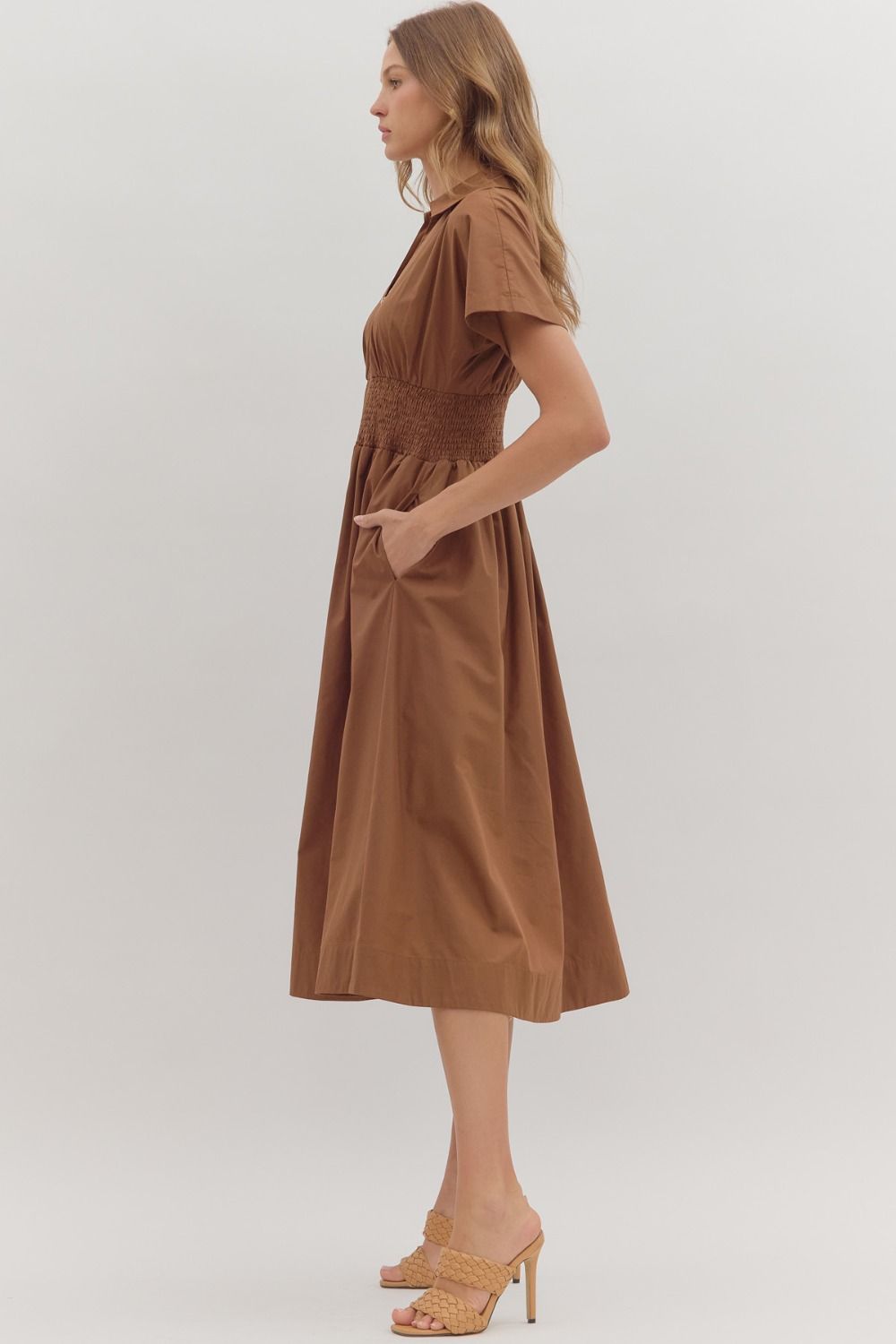 Raina Midi Dress - Coffee