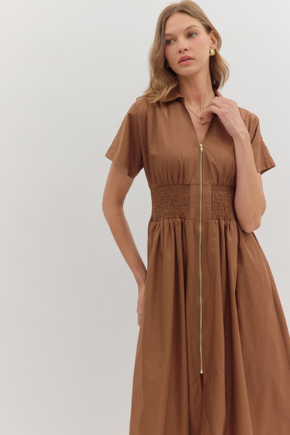 Raina Midi Dress - Coffee