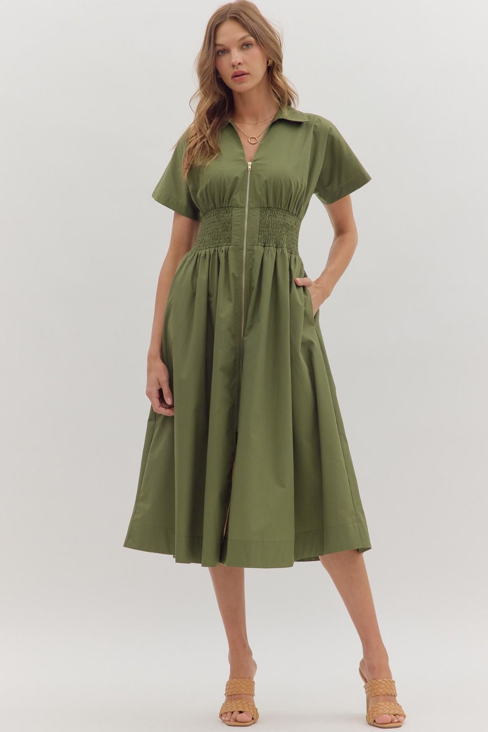 Raina Midi Dress - Olive