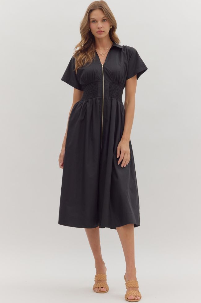 Raina Midi Dress - Black